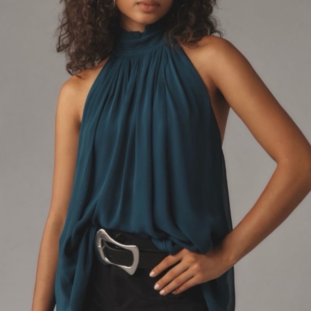 🟤NWT ANTHROPOLOGIE Halter Tank in Dark Turquoise